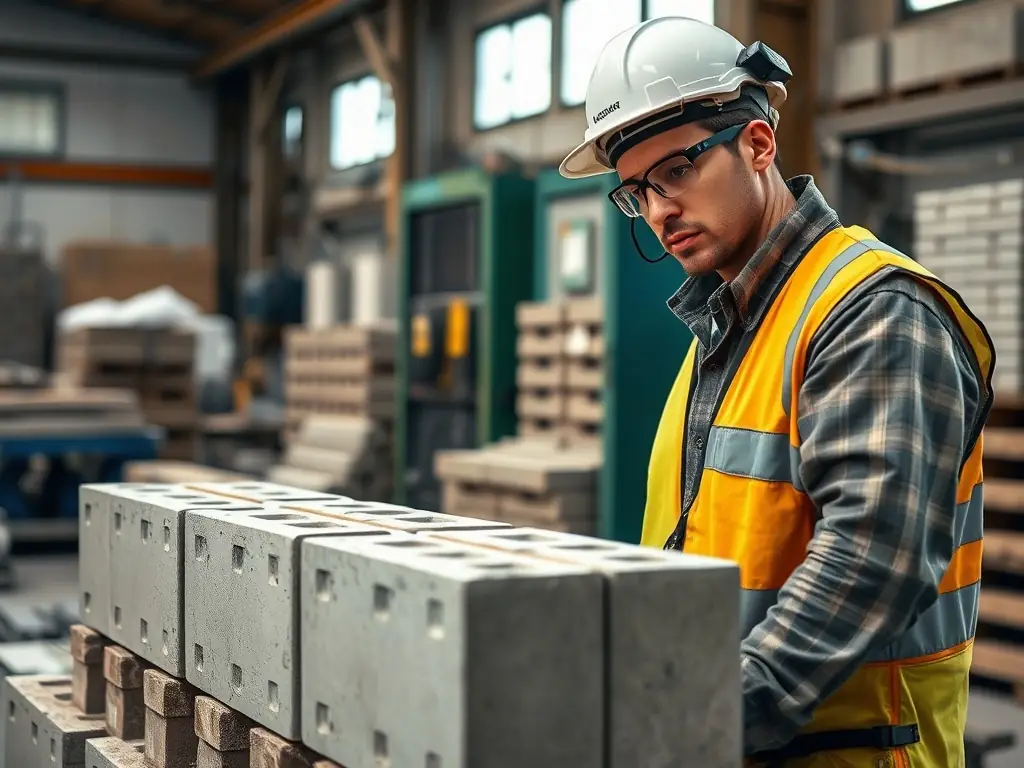 A worker in a lab testing the properties of general-purpose cement, showcasing the quality control measures and the cement's versatility in various construction applications.